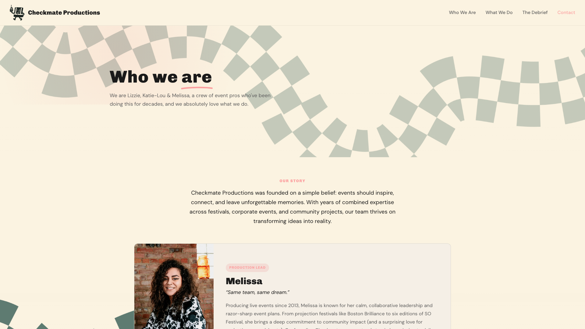 Checkmate Productions Who We Are page